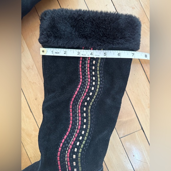 Black Suede Faux Fur Lined Nevada Olga Boots Size 8 - Picture 8 of 10